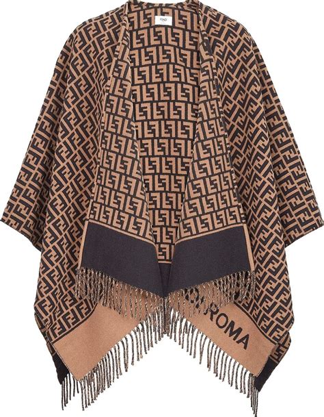 fendi poncho used|Fendi poncho long fur cape.